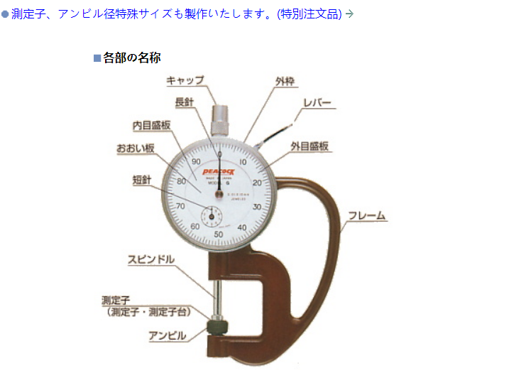 日本PEACOCK厚度表G系列